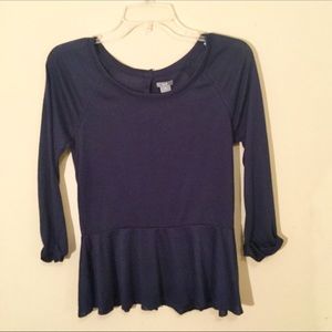 Aerie | Navy Blue 3/4 Sleeve Peplum Style Top Sm